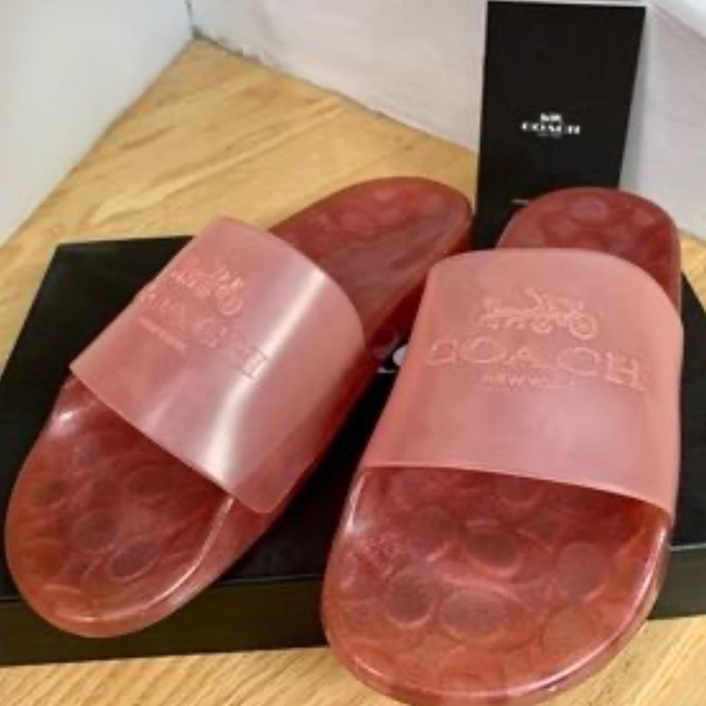 Coach Alyssa Pool Slides Pink Sz 8 Women